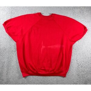 90s Vintage Short Sleeve Sweatshirt Men 3XL Red Raglan Unisex USA Relaxed Boxy